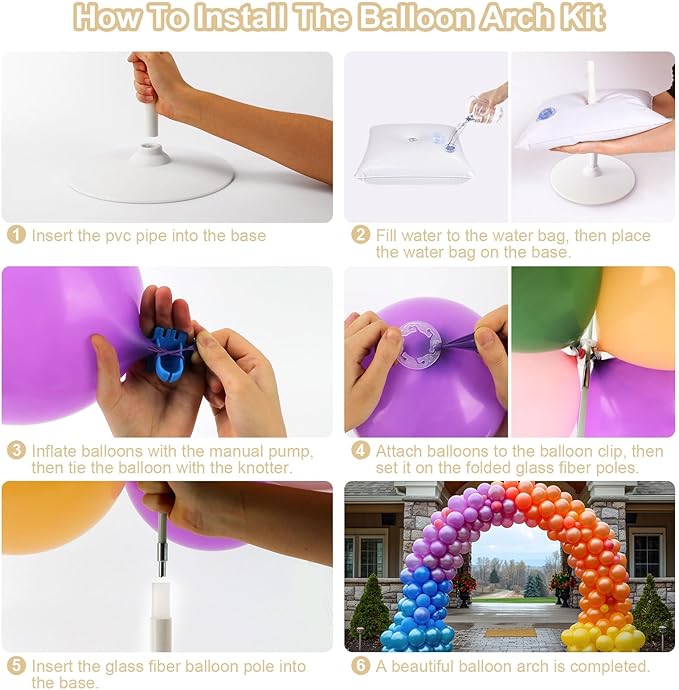 Balloon Arch Kit, 7.4ft Balloon Arch Stand Frame with Base: for Wedding Baby Shower Birthday Party Decorations Garden Arbors (White)