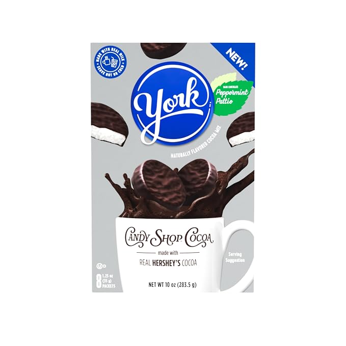 Candy Shop Cocoa Variety Iced Cocoa Mix, 1.25 oz, 24 Pack | Variety pack with HERSHEY’S, REESE’S and YORK flavors; just add water for smooth, creamy hot or iced cocoa drinks anytime