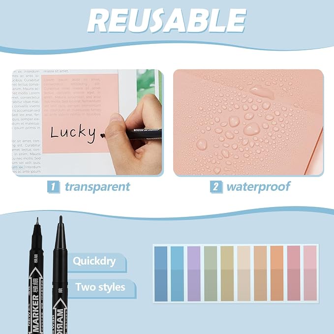 Jutom 39 Pcs Aesthetic Book Annotation Kit Highlighter with Case Bag Gel Pen Transparent Sticky Note Taking Bible Supplies(Mint Green,Cute Style)