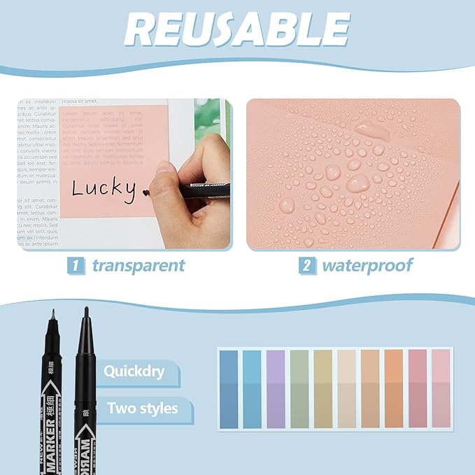 Jutom 39 Pcs Aesthetic Book Annotation Kit Highlighter with Case Bag Gel Pen Transparent Sticky Note Taking Bible Supplies(Purple,Cute Style)