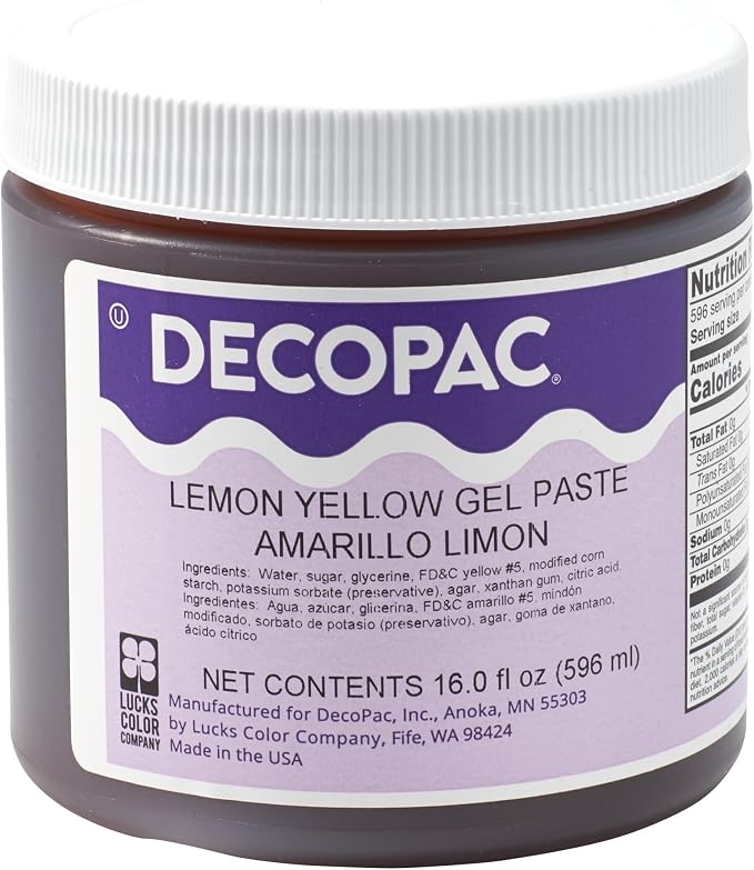 DecoPac Food Coloring | Paste Made In USA With Intense Colors, Food Color (Lemon Yellow) 16oz Lemon Yellow Food Coloring For Bakers