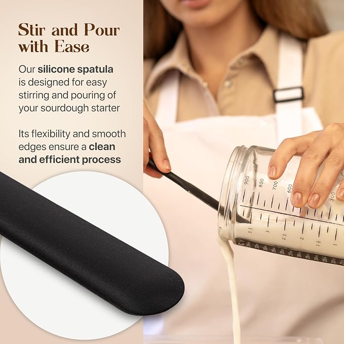 ABIOTO Sourdough Bread Baking Supplies and Starter Kit - Ultimate Bread Making and Sourdough Starter Kit with Proofing Baskets, 34oz Sourdough Jar, Bread Lame, Scrapers & Danish Whisk