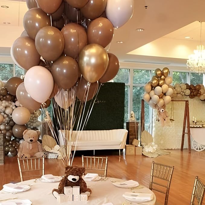 Voircoloria 110pcs Brown Balloons 12inch Brown Latex Party Balloons for Graduation, Bear Themed Party, Wedding, Birthday, Bridal Shower, Baby Shower, Anniversary Party Decorations