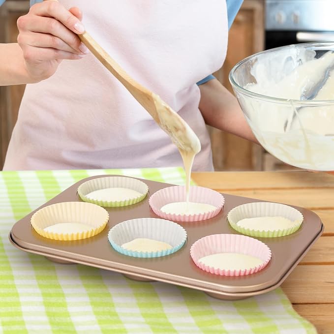 Standard Cupcake Liners 100 Pack, Colorful Paper Baking Cups Food Grade Disposable Cupcake Wrappers Buffalo Plaid Muffin Liners for Birthday Tea Themed Party Decor