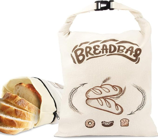 Beeswax Bread Bags for Sourdough, Large Size Sourdough Bread Bags with Beeswax to Keep Freshness Longer, Washable and Reusable Sourdough Storage Bag (2 Pack) (Light Beige)