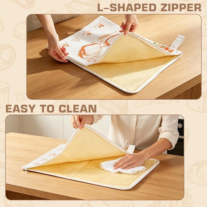 Beeswax Bread Bags with Extra-Wide Zipper Access, 2 Pack XL (13x17in) – Reusable Organic Beeswax-Coated Linen Cotton Storage Bags for Sourdough & Homemade Bread, Naturally Keeps Bread Fresher Longer