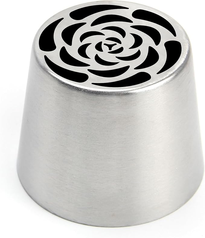 1 Extra Large Stainless Steel Rose Petal Piping Tip, Cotton Candy Bean Paste Flower Bouquet Cream Nozzle, for Cakes Cupcakes Desserts Puffs Tool for Cake Decoration Pastry Baking (XXL,Style 34)