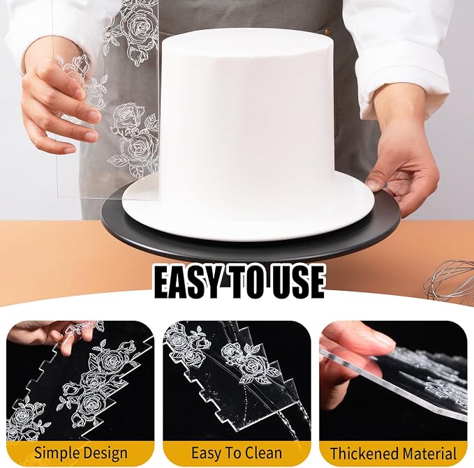KALAIEN Cake Scraper 10 Pieces Acrylic Cake Smoother, Icing Smoother Cake Frosting Comb Scraper for Cake Decoration