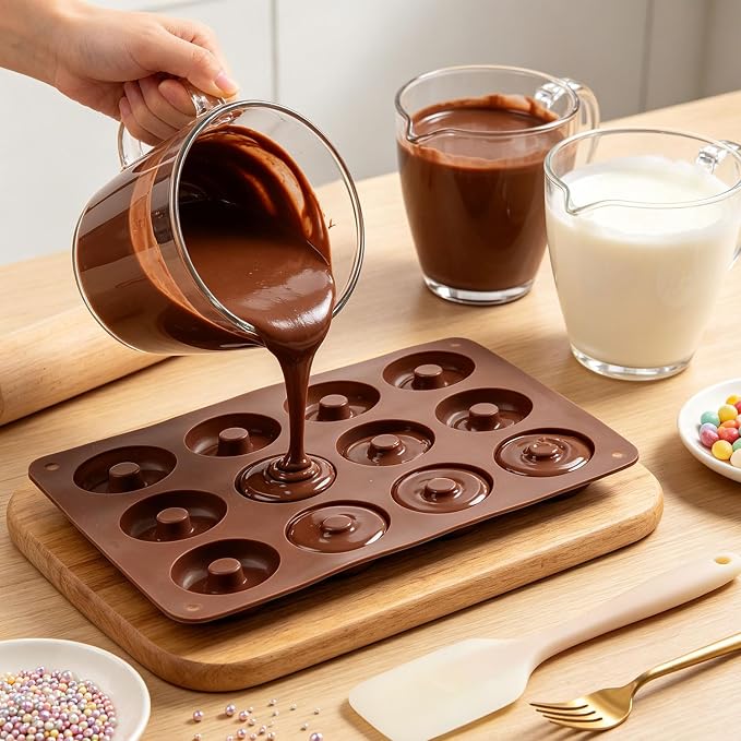 12 Cavity Donut Silicone Chocolate Molds For Candy Chocolate Cake Decoration