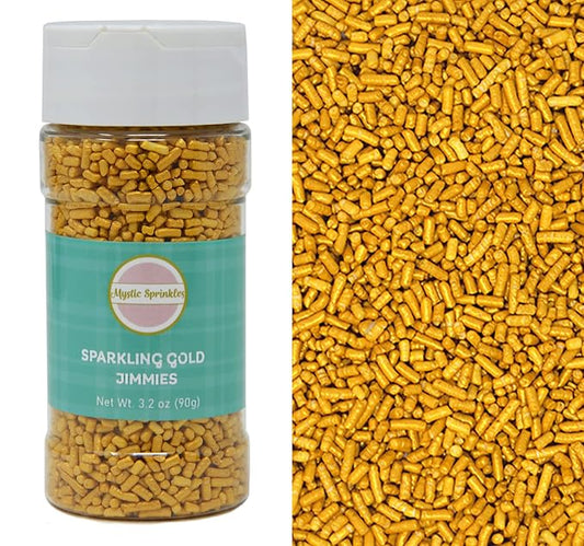 Mystic Sprinkles Sparkling Gold Jimmies 3.2oz Bottle