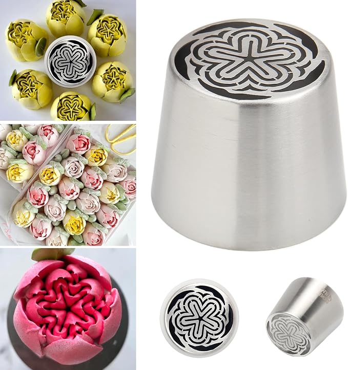 Extra Large Russian Piping Tips for Marshmallows Stainless Steel Flower Frosting Nozzles many styles Cake Decorating Baking tool for Buttercream, Cupcakes Cookies(SL62)