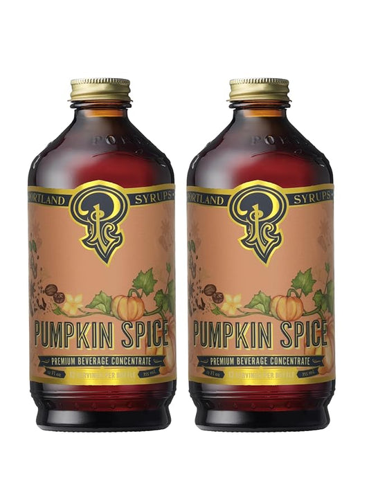 Portland Syrups Pumpkin Spice - Drink Mix for Exceptional Cocktails, Sugar Syrup for Drinks, Simple Syrup for Coffee, Mocktails, Baking, 12 oz, 24 Servings (Pack of 2)