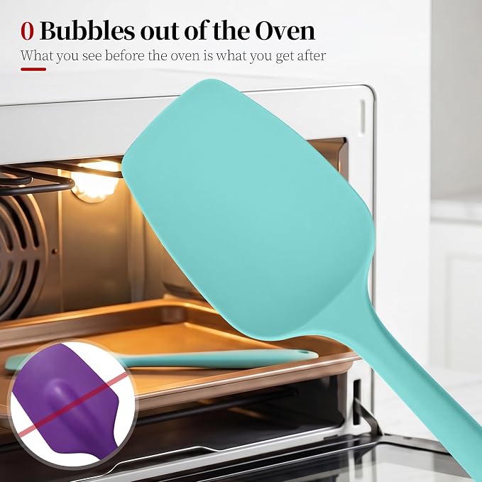 600ºF Heat Resistant Silicone Spoon Spatula for Cooking, Aqua Sky | High Heat Food Safe Seamless Kitchen Spoonula Scraper for Baking Mixing Scraping Stirring Egg Nonstick Cookware Pan Bowl