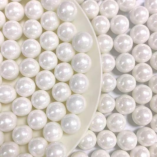 PhilaeEC White Pearls 14mm Size Sprinkles for Cake Decoration Edible Candy Baking Cookie Cupcake Toppers Wedding Party Valentines Halloween Christmas Supplies 3.88oz