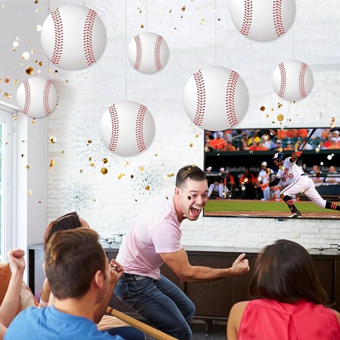Vuzvuv 60Pcs 6In Paper Baseball Party Cutouts with 120Pcs Glue Points for Wall Bulletin Board Decorations or Baseball Sport Theme Party or Classroom Decor Supplies