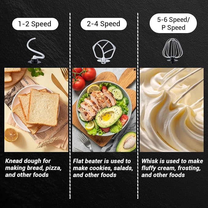 Stainless Steel Stand Mixer, 6-Speed Tilt-Head Mixer with 400W Powerful Motor, 5.3QT Large Capacity Bowl, Electric Kitchen Mixer with Dough Hook, Beater, Whisk for Baking & Dough Making