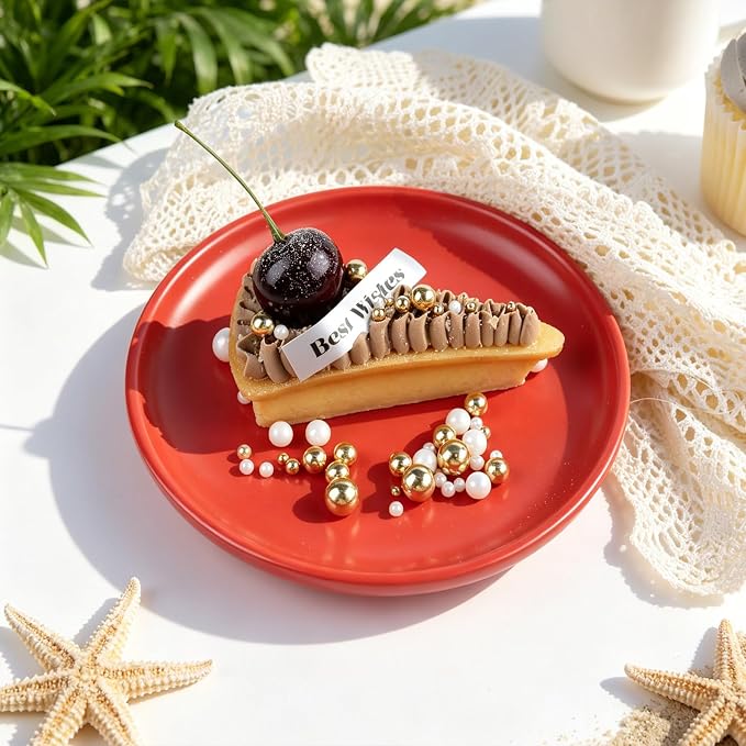 Gold White Pearl Sprinkles, 4.6 oz Edible Pearls for Cake Decorating, 6 Sizes Cake Sprinkles for Baking Cupcake Cookies Ice Cream Dessert