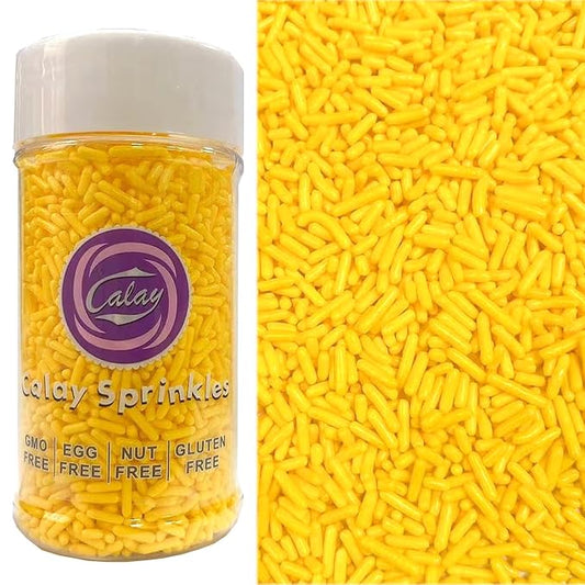 PhilaeEC Yellow Jimmies Sprinkle Edible Soft Jimmies Sprinkle for Cake Decoration Cupcake Topper Cookie Baking Decorations Halloween Christmas Valentine Supplies 2.75oz/78g
