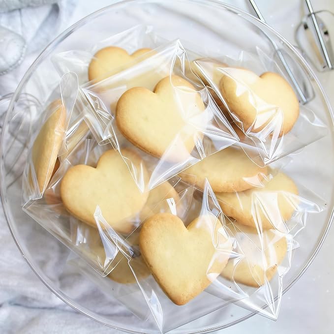 Morepack Cookie Bags for Gift Giving,Self Sealing Cellophane Bags 4x4 Inches,Clear Resealable Cellophane Bags Self Adhesive Individual Cookie Bags for Packaging 200Pieces (Mini Size)