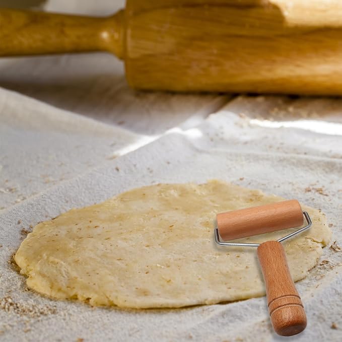 Wooden Rolling Pin, Ergonomic Non-Stick Pizza Baker Dough Pastry Roller for Kitchen Home Cooking Baking (T Round Type)