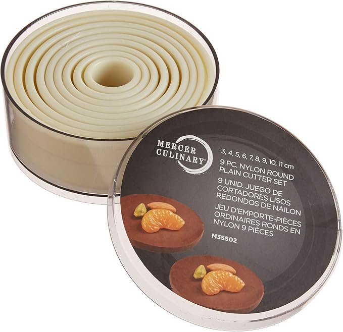 Mercer Culinary 9-Piece Round Plain Nylon Cutter Set,Off White