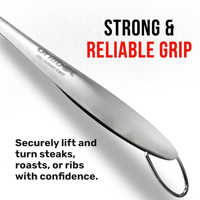 Grillbot BBQ Fork for Grilling, Premium Stainless Steel Metal Fork, Long Handle for Cooking, Grilling & Carving, Heavy Duty, Dishwasher Safe, Carving Fork for Meat 2 Prongs, Large Serving Fork