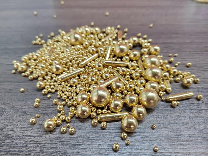 Edible Gold Pearl Sugar Sprinkles Candy Mix Size Baking Edible Cake Decorations Cupcake Toppers Cookie Decorating Wedding Party Valentine Halloween Christmas Supplies 85g/3oz