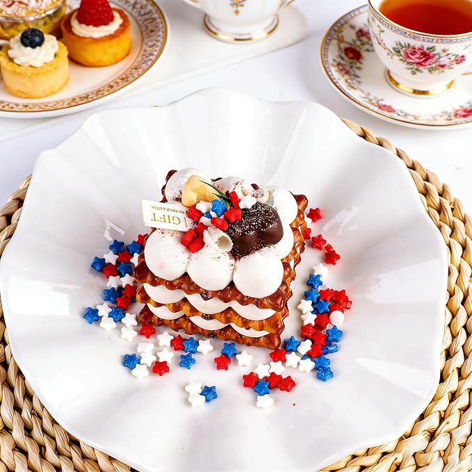 Red White and Blue Sprinkles Edible, 130g/4.6oz 4th of July Sprinkles for Cake Decorating with Stars, Jimmies, Confetti, Sparkling Sugar and Nonpareils in 5-Cell, Ice Cream, Donuts, Macaron Toppings Supplies