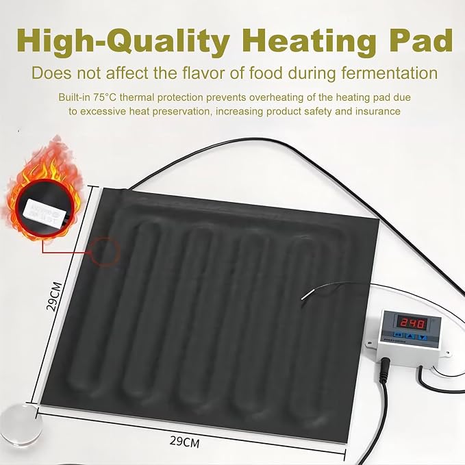 Versatile Dough Proofer with Heater, Bread Pizza Dough Proofing Box Temperature Control Proofing Accessories for Making Bread, Yogurt, Natto and Handmade Soap