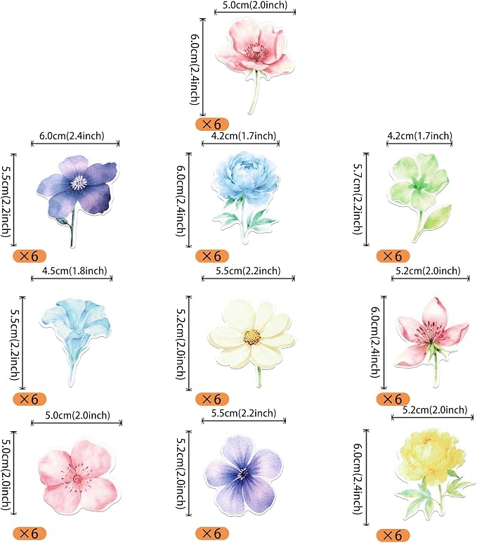 60 PCS Edible Flowers Cupcake Toppers Wafer Paper Daisy Rose Flower Cherry Cupcake Toppers Edible Flowers Cake Decorations for Baby Shower Wedding Birthday Valentine's Day Party Decorations Supplies