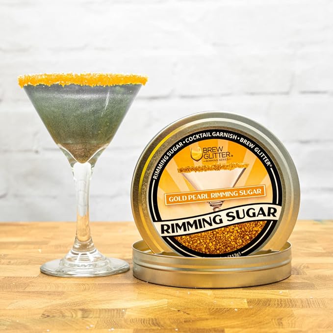 Brew Glitter - Gold Pearl Rimming Sugar (1LB, 1x Resealable Bag) Cocktail Garnish for Mixed Drinks & Refreshments