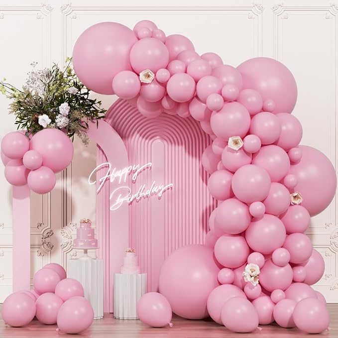 104pcs Pastel Pink Balloons Garland Arch Kit, 18 12 10 5 Inch Light Baby Blush Macaron Pink Latex Balloons for Girl Baby Bridal Shower Birthday Sweet 16 Decorations