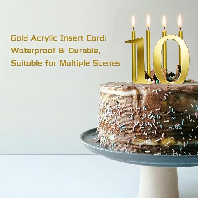 3.7IN Gold Acrylic Number 1 Cake Topper with 12 Gold Long Candles - Perfect for 1st Birthday Party Supplies, Ideal for Cake Decoration