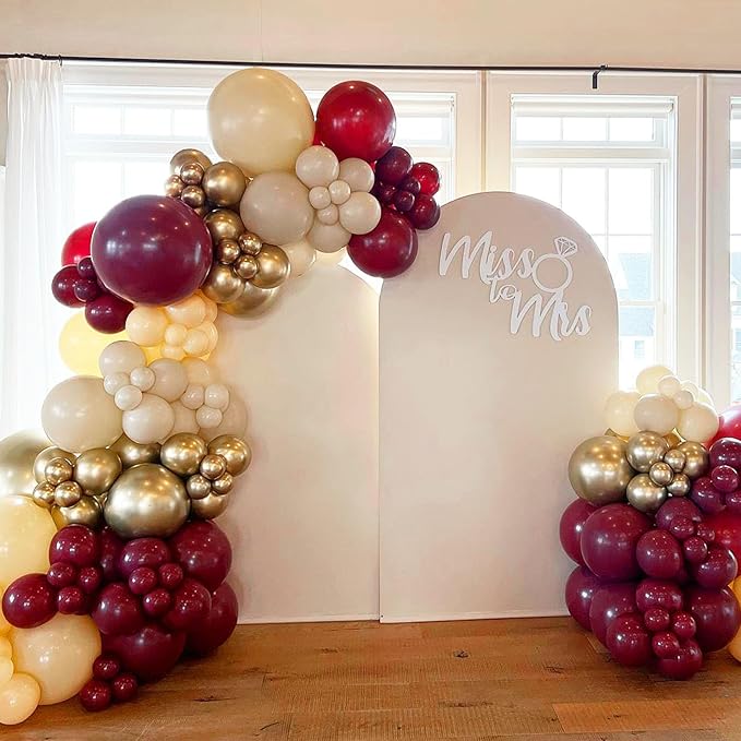 120pcs Burgundy Balloons, 18 12 10 5 inch Maroon Balloons Different Sizes Burgundy Balloon Arch Kit for Birthday Graduation Wedding Baby Shower Valentine's Day Party Decorations