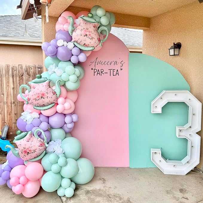 Mermaid Balloon Garland Arch Kit,154pcs Little Mermaid Party Decorations Include Pastel Pink Purple and Teal Blue Latex Balloons for Baby Shower Birthday Ocean Themed Under the Sea Party Decorations