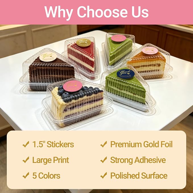 500 Pcs 1.5 Inch Thank You Stickers, Elegant Gold Foil Multicolor Thank You Stickers for Small Business, Enlarged Print Strong Adhesive Labels for Bakery Boxes, Order Packaging, Envelopes
