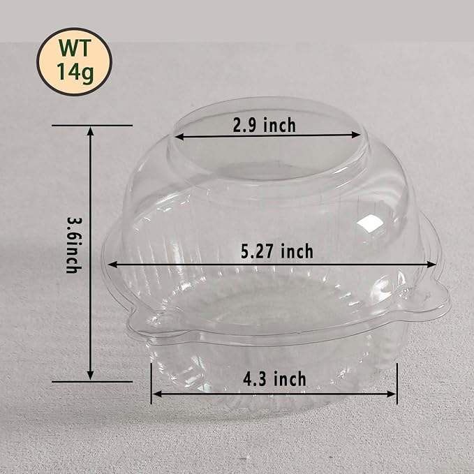 100Pack Jumbo Muffin Containers,Thicken Plastic Muffin Cartons | Jumbo Thicken Plastic Muffin Cartons,Disposable Clear Plastic Single Muffin Holders,Cupcake Boxes Bulk,Size 5.3 * 3.6inch