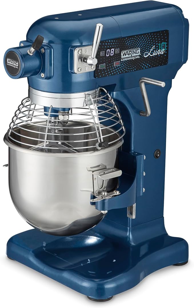 Waring Commercial Luna Planetary Stand Mixer, 10-Quart Capacity, 3/4 Horsepower Motor with Digital Timer, for Professional Bakeries & Commercial Kitchens, WSM10LT