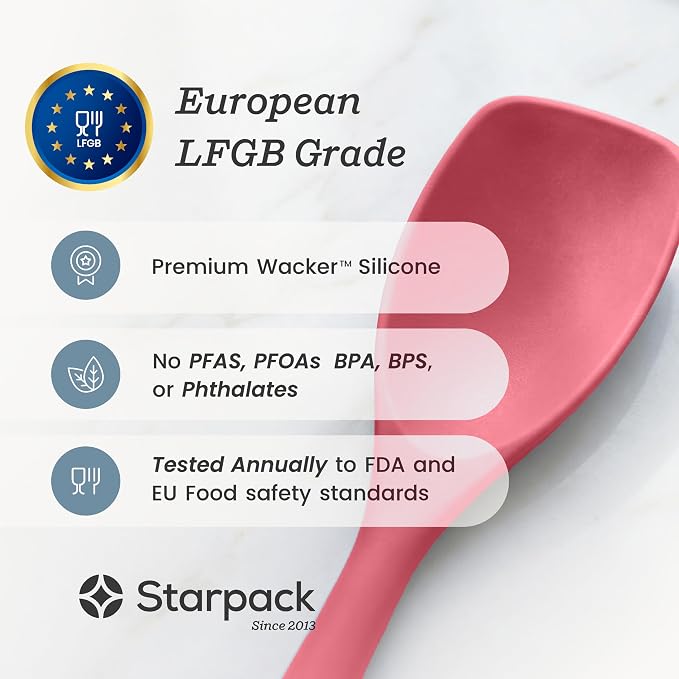 StarPack Silicone Spoonula The All-Rounder 11 Inch - LFGB Spoon Spatula, 600°F Heat Resistant, BPA-Free - One-Piece Seamless, Dishwasher Safe - for Nonstick Cookware, Earthy Pink