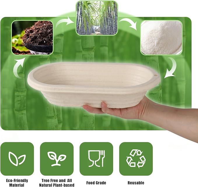 6x 12inch Oval Pulp Bread Proofing Basket Sourdough Banneton Bortform with 30pcs Liner Cover Bread Baking Supply For Professional and Homemade Artisan Bread