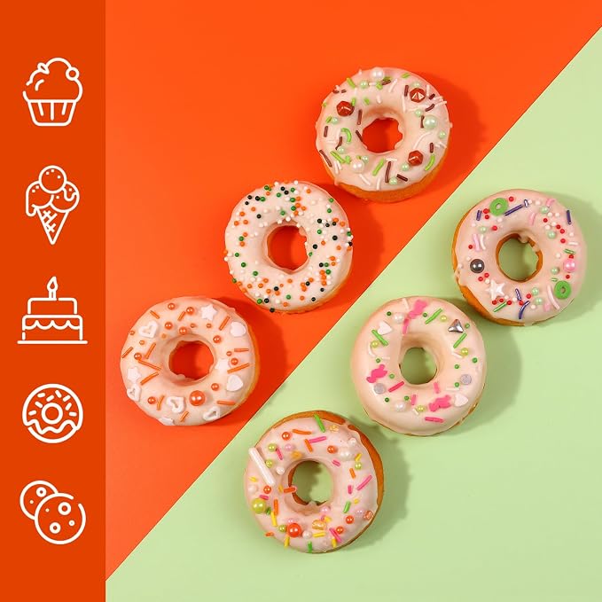Easter Sprinkles for Cake Decorating, Cupcake, Cookies, Ice Cream Topper, 6 Packs Orange Sprinkles Green Sugar Pearls Candy, Six of assorted Sprinkles for Baking, Perfect for Easter Day Party