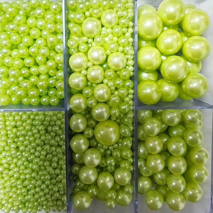 Edible Grass Green Pearl Sprinkles for Cake Decorating, Mixing 4 Sizes Light Green Sugar Cupcake, Ice Cream, Donuts, Macaron Toppings Supplies 90g/ 3.17oz