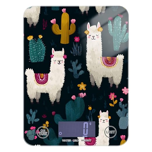 Food Scale Kitchen Scale for Baking Cooking Digital Food Weighing Measuring Scale Small Waterproof Electric Food Scale White Llama Green Cactus