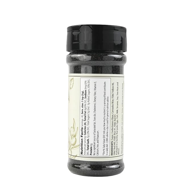 Olive & Vine Black Sanding Sugar, Sweet Finish, For Baking & Decorating, Rich Tradition, Authentic Taste, For Global Recipes (7.2 Ounce)