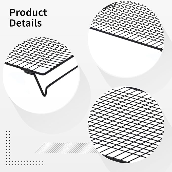 2 Pcs Cooling Racks for Baking, 13.4×9.4Inch Cookie Cooling Rack, Foldable Stackable Steel Wire Cooling Stands, Ideal for Cooling Cookies, Breads, Meats, and More