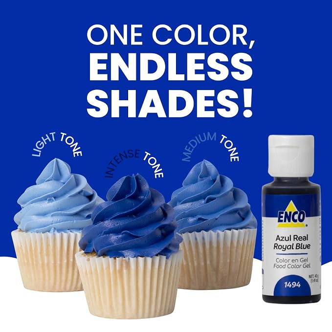 ENCO Food Coloring Gel Royal Blue 1.41 oz (40g) Concentrated, Vegan