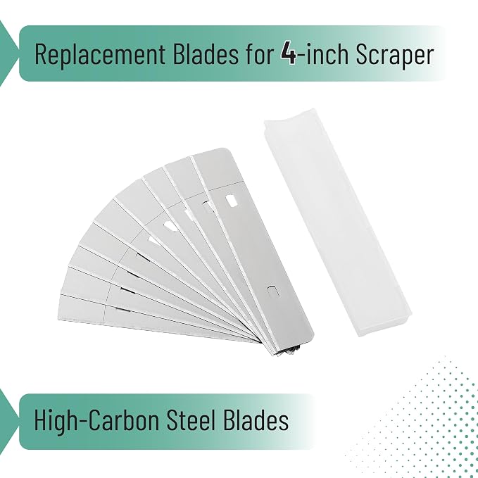 Bates- Replacement Scraper Blades with Dispenser, 4 Inch, 2 Pack, 10 pcs/pack, Carbon Steel Razor Blades, Floor Scrapper Blade, Replacement Razor Blades, Paint Scraper Blades, 4 Inch Scraper Blades