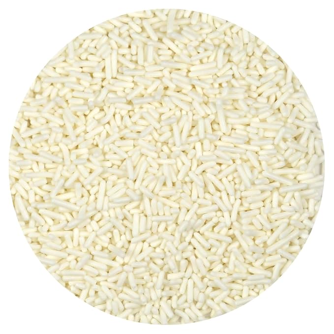 White Sprinkles Jimmies 4 oz, Sprinkles For Cake Decorating, Baking, Ice Cream & More, The Hampton Candy Company