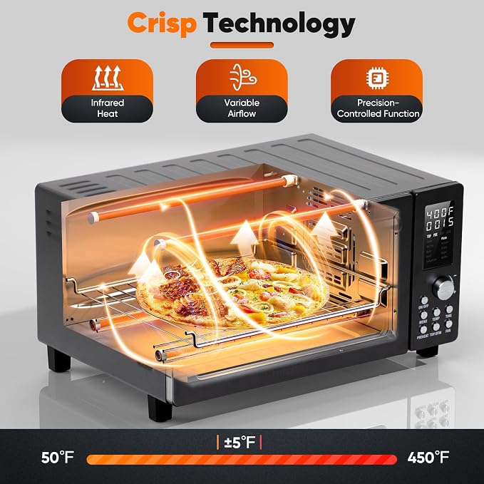 Nuwave Bravo Air Fryer Toaster Smart Oven, 1800 Watts, 21Qt Capacity