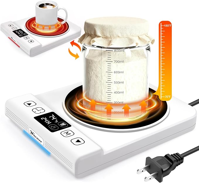 2 in 1 Sourdough Starter Warmer and Coffee Mug Warmer, Upgraded Sour Dough Starter Heating Mat with Precise 1℉ Thermostat (70-100℉) and Cup Warmer (110-180℉) Dual Mode Heater for Bread Baking & Coffee